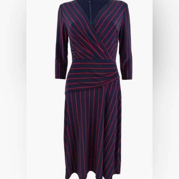 Ralph Lauren Dresses & Skirts - Ralph Lauren Navy and Red Striped Jersey Dress
